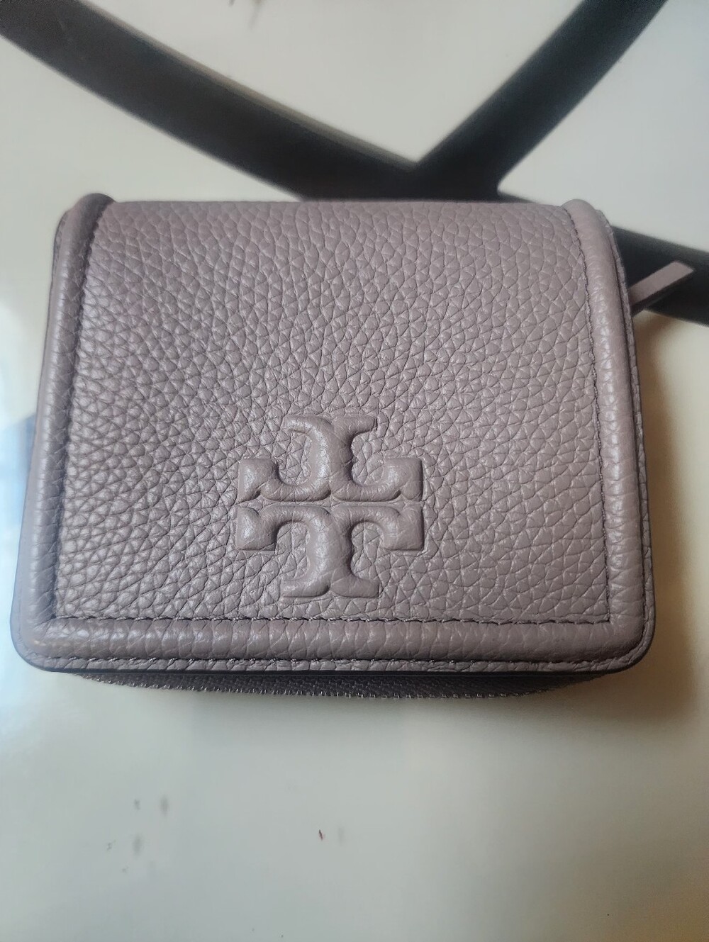 Tory Burch Pebbled Leather Compact Crossbody in Mauve Lavender